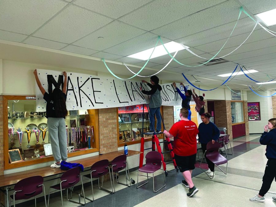The Sunday before Wish Week activities began, Student Council decorated the halls. They made posters and hung up blue and silver streamers.
-Photo courtesy of Abby McGaughey