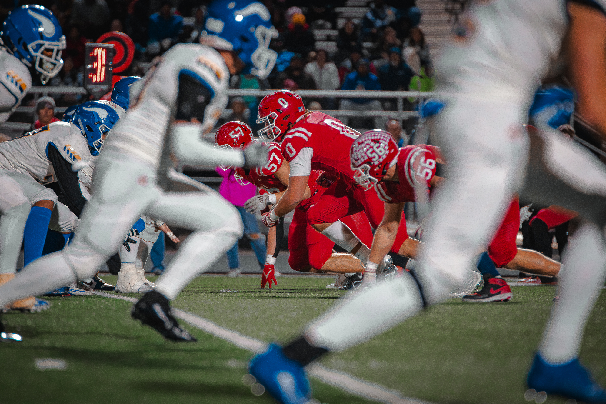 As Omaha North advances down the field, the Millard South defense stops them in their tracks.