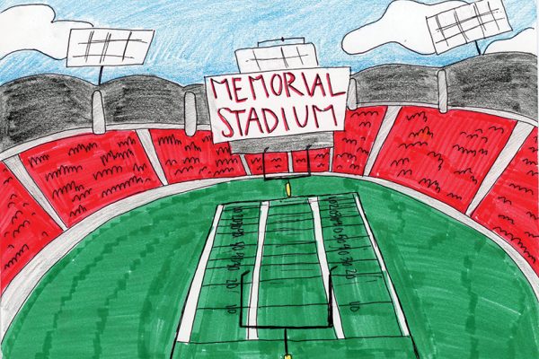 Artist statement: I decided to use a lot of red to really get the feel of the stadium, I also think the marker gave it a more full look. 