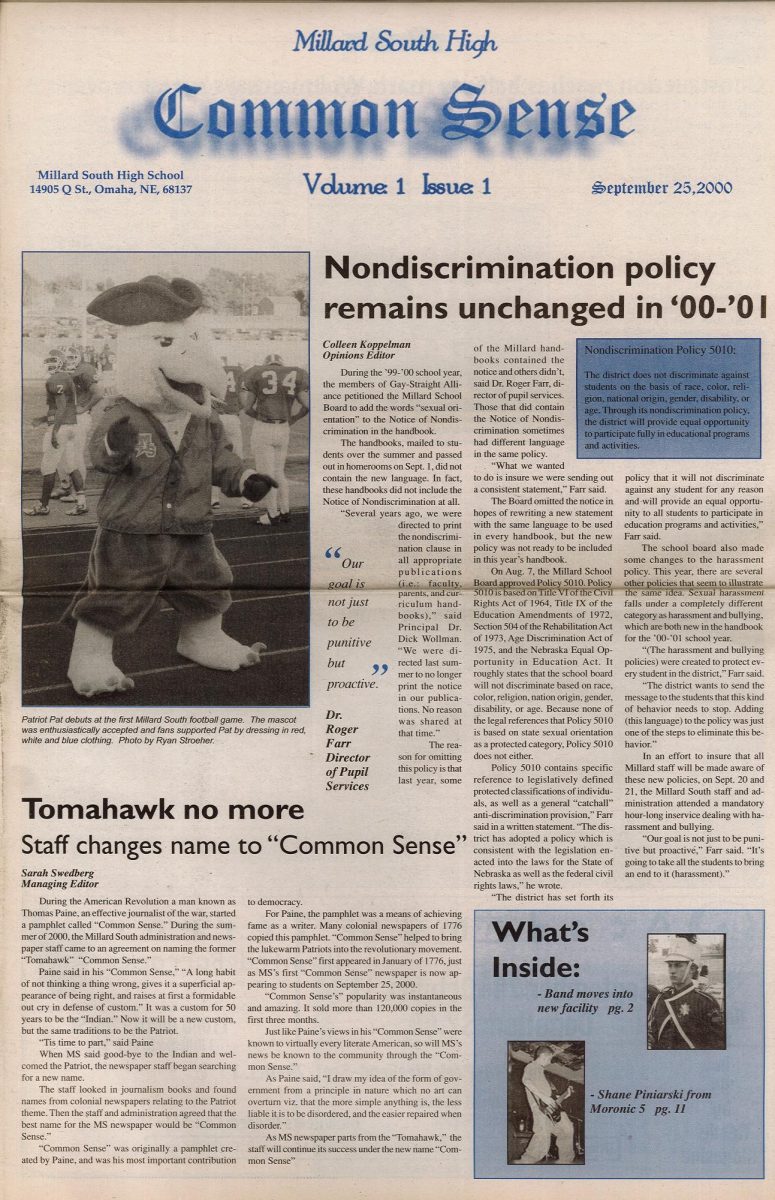 Vol. 1 Issue 1 Sept. 25, 2000