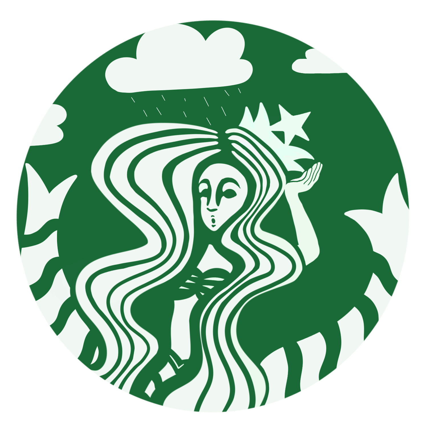 The art is mostly focusing on the Starbucks aspect of the article. I drew it on my iPad, an upgrade from drawing on ibisPaintX using my finger last year. My thought process was to depict the Starbucks logo in a storm.