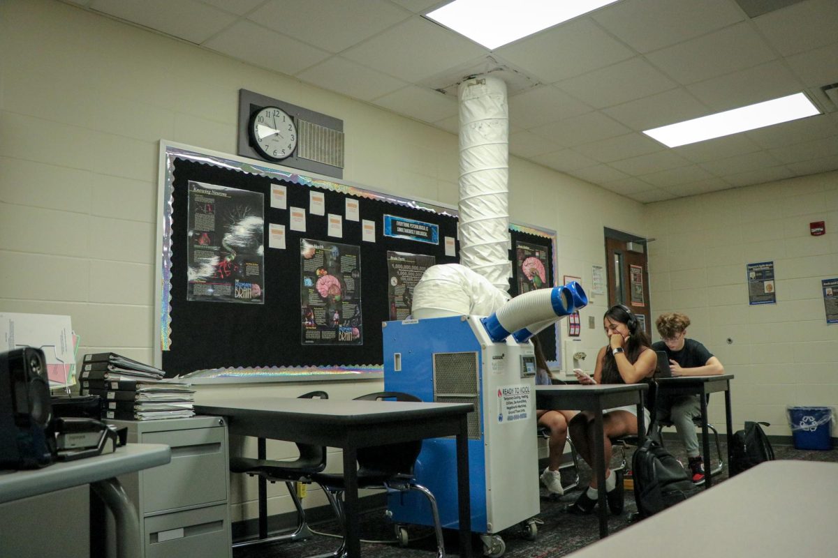 One of the 26 room units was installed in social studies teacher Jamie Svatora's room.
