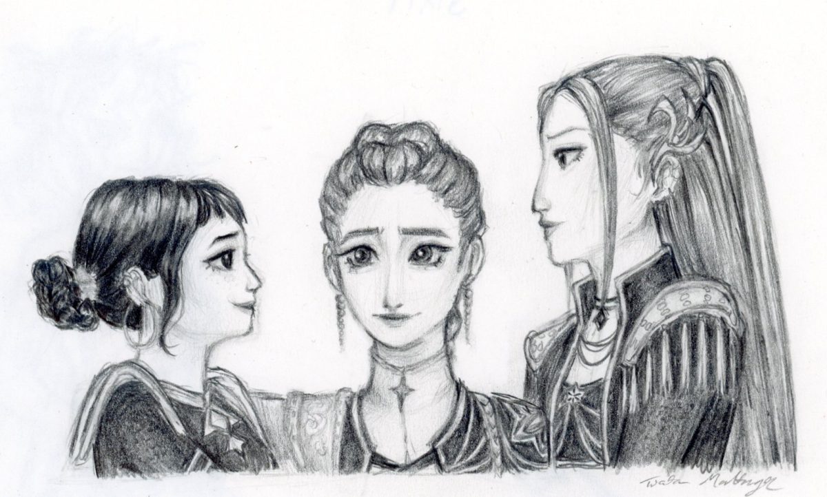 I originally wanted to do it in color, but realized that I wouldn't have been able to get the same level of detail if I did. I just used pencil and paper and used a screenshot from the movie as a reference.
