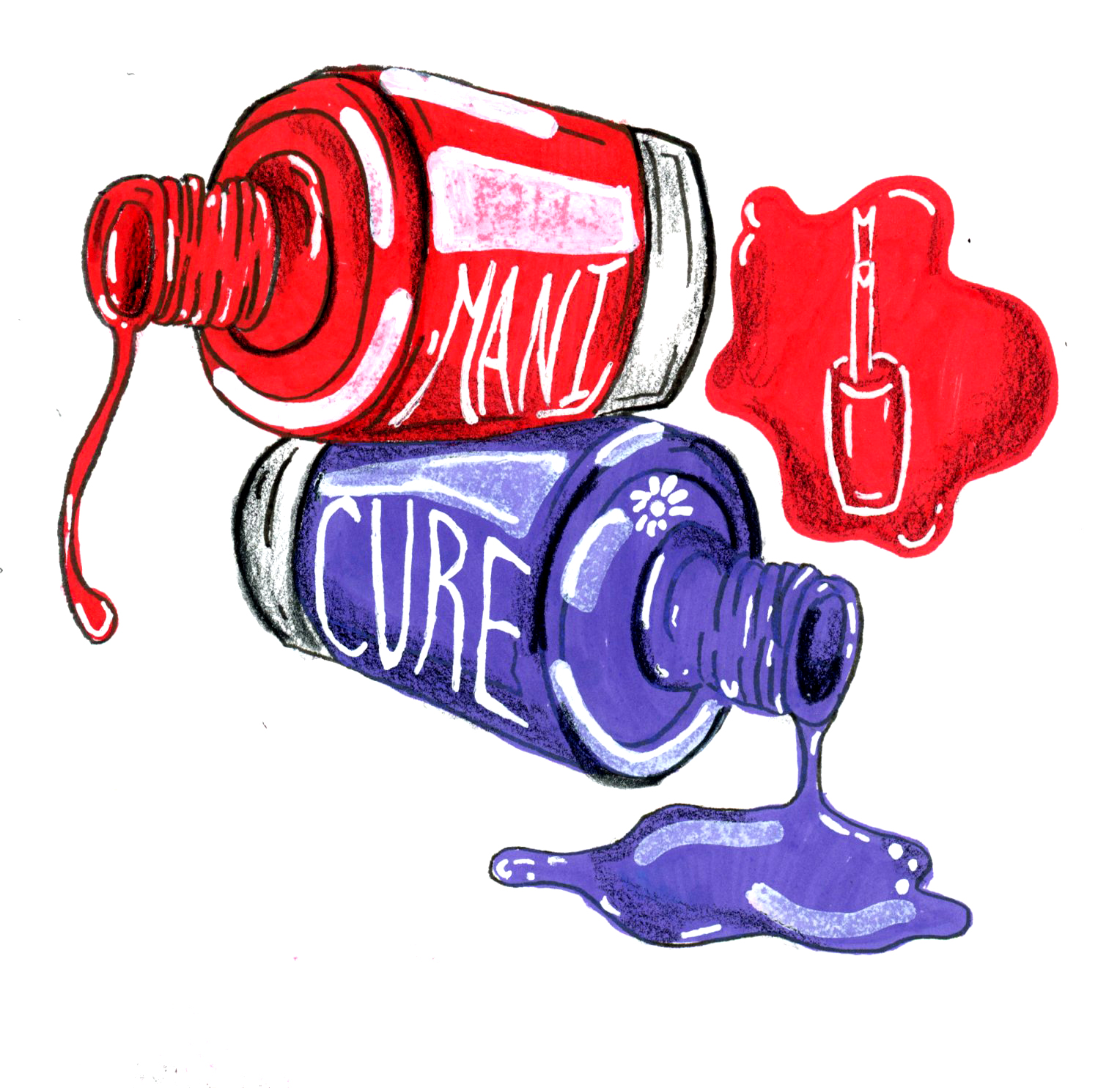 Using marker and references from Pinterest, I made a fun but simple illustration that would give off salon vibes. 