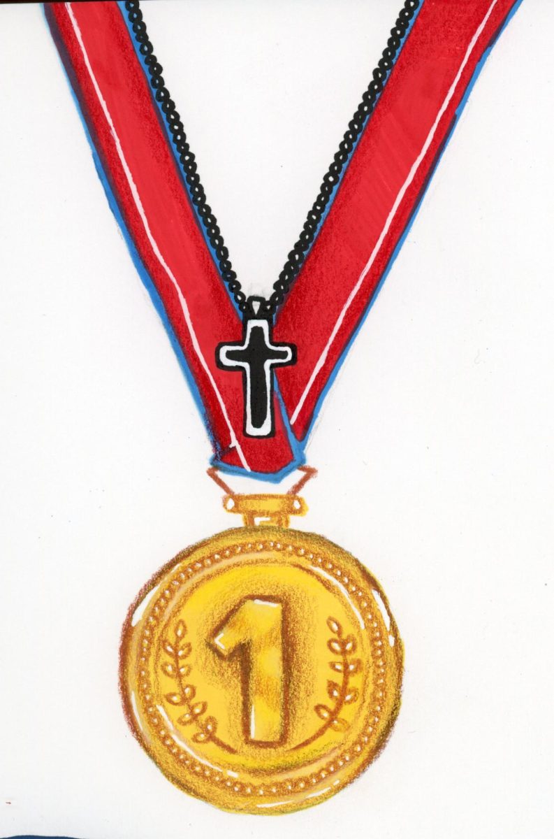 I drew a cross and medal to combine some values of FCA, using a similar color pallet used for the FCA logo.