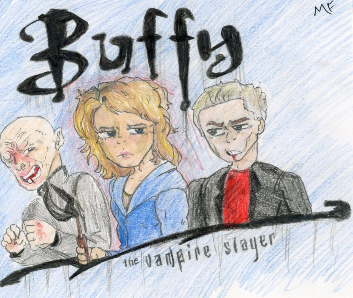 referenced Buffy original media and characters. used colored pencils, pencil