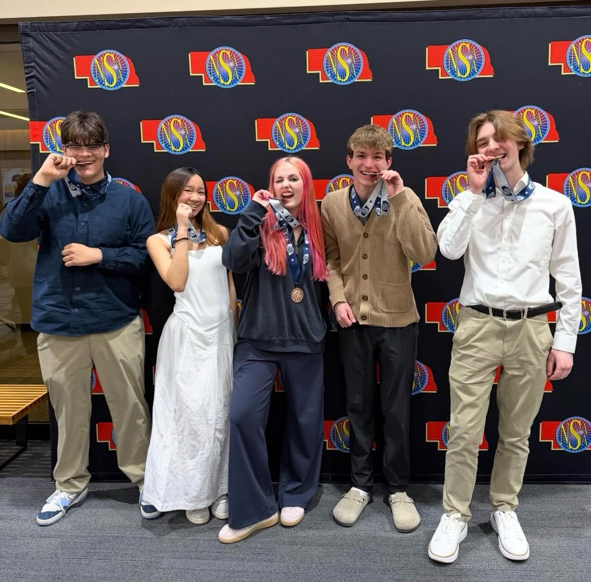 Max Pina, Regina Ho, Ceci Elgert, Jamison Hanway, Lyle Cidlik. Not pictured: Adalyn Jensen and August Yancey