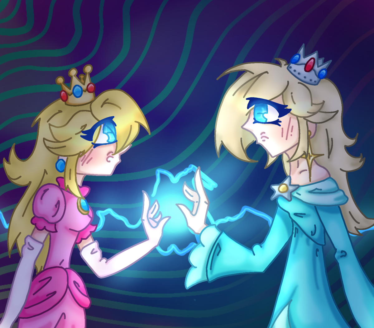 I really wanted to represent the princess being cool, independent women rather than a damsel in distress like how they're represented in the movies. (To be honest I just really wanted to draw the princesses because they're super pretty lol)